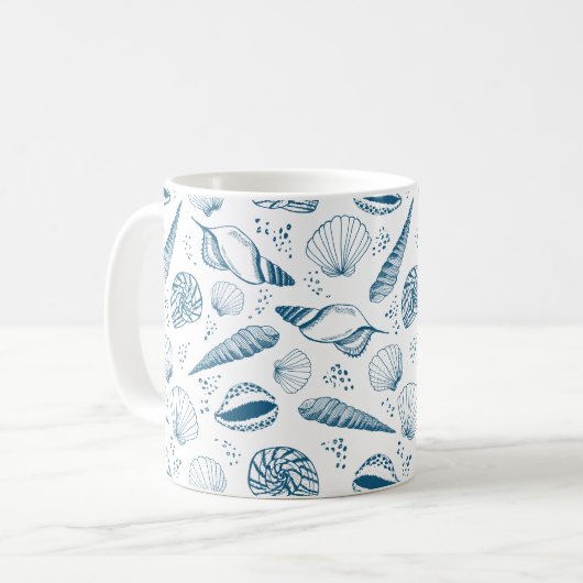 Mug Plage bleu de coquillages (Devant gauche)