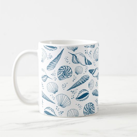 Mug Plage bleu de coquillages (Gauche)