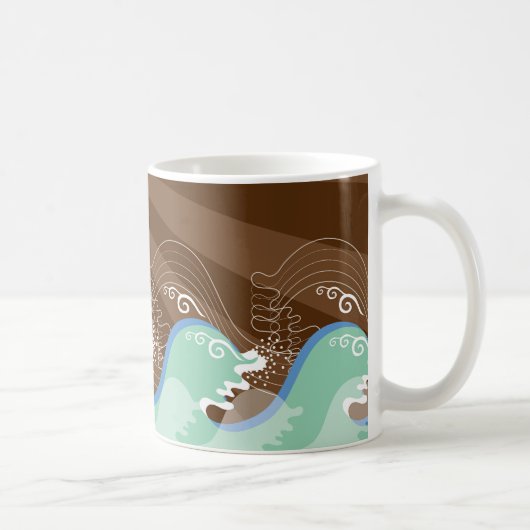 Mug Plage Brown de rayures de Sun d'été tropical de (Droite)
