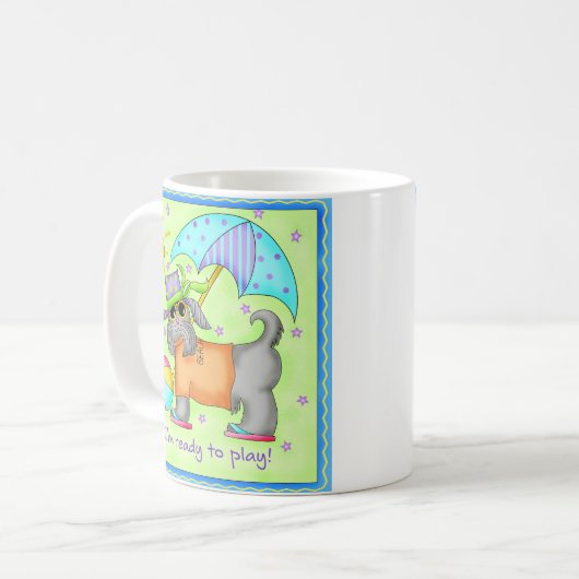 Mug Plage Chien Whimsy Art Vert bleu (Devant gauche)