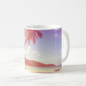 Mug Plage, cocotier, lit en bois. (Devant droit)