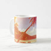 Mug Plage, cocotier, lit en bois. (Devant gauche)