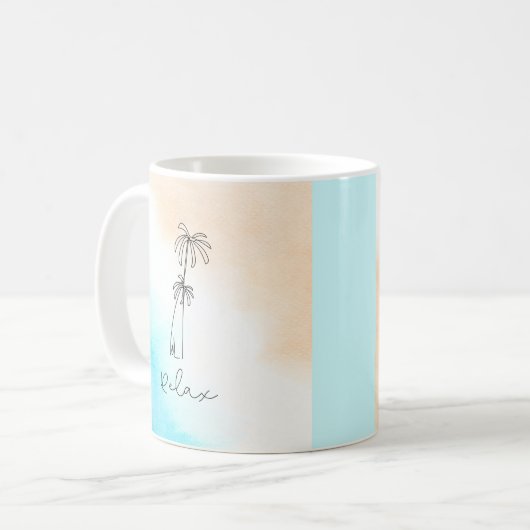 Mug Plage d'aquarelle bleu clair simple (Devant gauche)