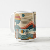 Mug Plage d'art moderne du milieu du siècle Sunrise (Devant gauche)