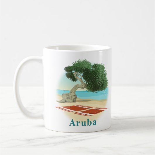 Mug Plage d'Aruba avec arbre Divi Divi (Gauche)
