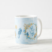 Mug Plage de coquillages thème bleu (Devant droit)