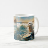 Mug Plage de Coton De Tulear Peinture de surf (Devant droit)