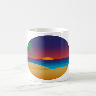 Mug Plage de coucher de soleil tropical Palmiers Vague