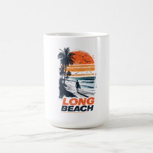 Mug Plage de Long Beach Californie Coucher de soleil R (Centre)