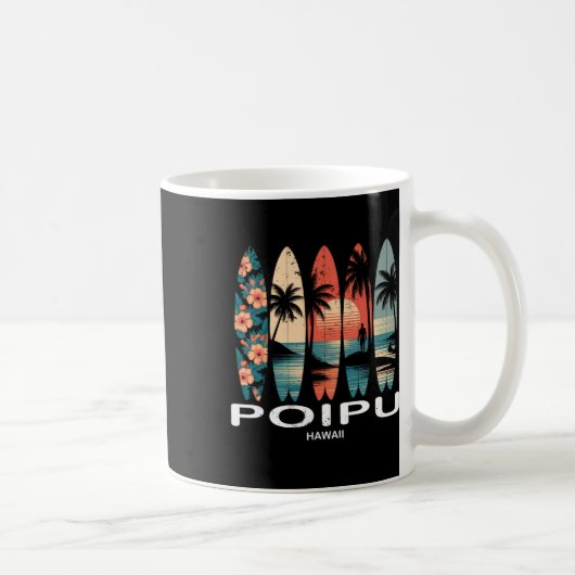 Mug Plage de Poipu Hawaii Surfboard Surfing Rétro (Droite)