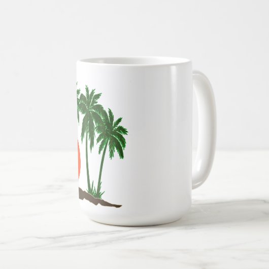 Mug Plage de Surf de soleil couché de palmiers (Devant droit)