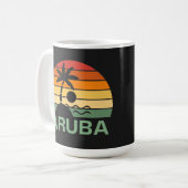 Mug Plage d'été d'Aruba Vintage Palm Trees (Devant gauche)