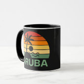 Mug Plage d'été d'Aruba Vintage Palm Trees (Devant gauche)