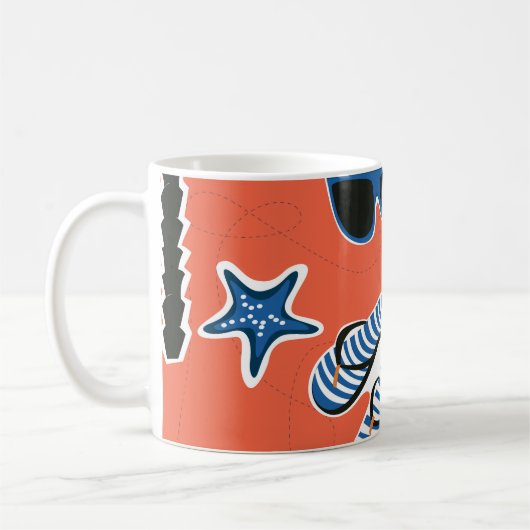 Mug Plage d'été : Relaxant Motif sans couture. (Gauche)