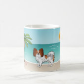Mug Plage D'Été Tropicale De Chien De Papillon Rouge E (Centre)