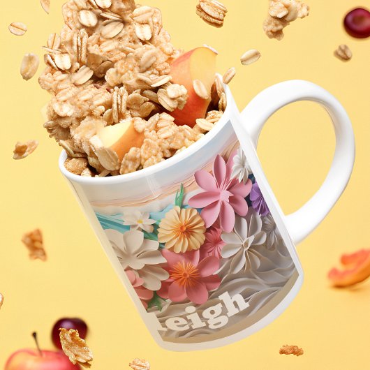 Mug Plage Floral Personnalisé Surplombé 3D look