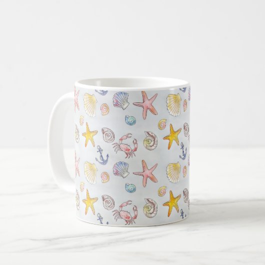 Mug Plage Nautique Ocean Beach Starfish Seashell Paste (Devant gauche)