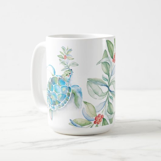 Mug Plage Noël Mer Tortue Mer & Salutations (Devant gauche)