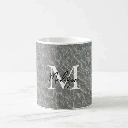 Mug Plage Océan Eau Ripples & Sable Monogramme (Centre)