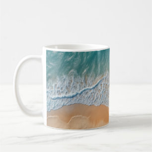 Mug Plage Océanique Vue d'En Haut Vagues de Mer Turquo