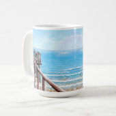 Mug Plage Peinture Jetée en bois Océan (Devant gauche)