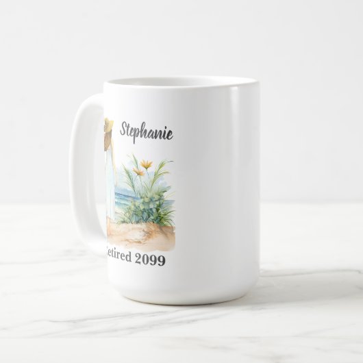 Mug Plage pour femmes et fleurs Retraite à thème (Devant gauche)