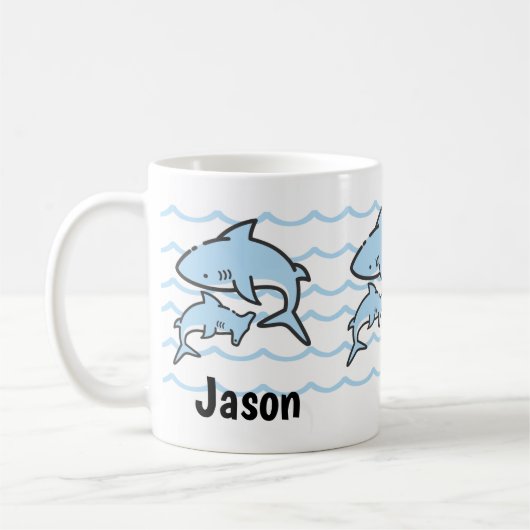 Mug Plage Requin Marteau Enfants Nom (Gauche)