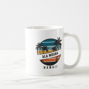 Mug Plage rétro Ala Moana Hawaii Surfboard Surfing