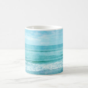 Mug Plage Retro - Océan côtier Couleur d'eau bleue Tur