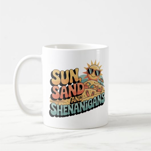 Mug Plage Retro Plage Soleil Citation Colorée été (Gauche)