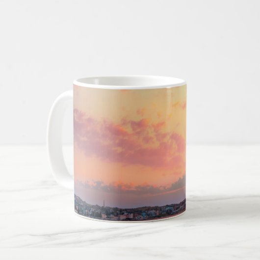 Mug Plage rose soleil ciel doré belle vacances (Devant gauche)
