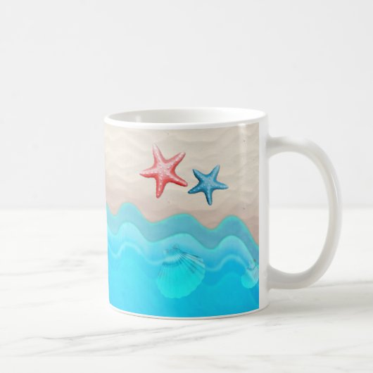 Mug Plage sablonneuse et étoiles de mer (Droite)