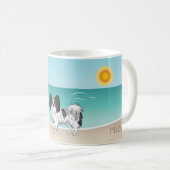 Mug Plage Tropicale d'été de Chien de Papillon noir et (Devant droit)