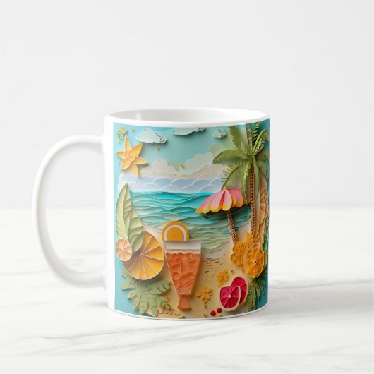 Mug Plage tropicale imprimée 3D (Gauche)