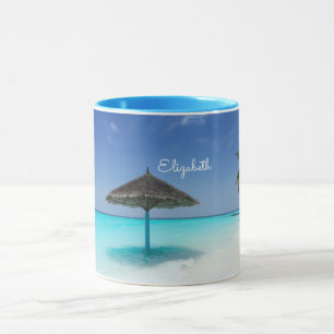 Mug Plage tropicale pittoresque avec parapluie de chau