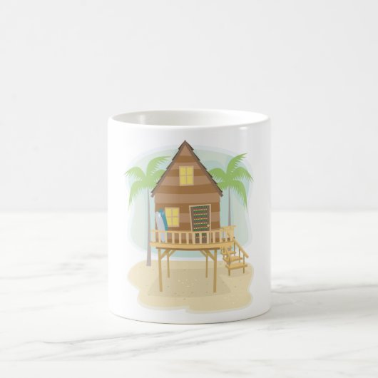 Mug Plage tropicale Planches de surf et palmiers (Centre)