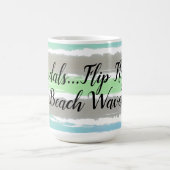 Mug Plage Vagues Gris Vert Bleu Aquarelle Rayures (Centre)