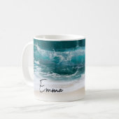 Mug Plage Vagues tropicales sable Nom moderne (Devant gauche)