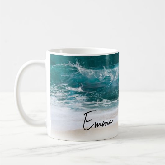 Mug Plage Vagues tropicales sable Nom moderne (Gauche)
