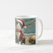 Mug Plage Vintage de Noël de Tuxedo (Devant droit)