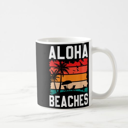 Mug Plages d'Aloha Retro Beach Vacances Été Citation W (Droite)