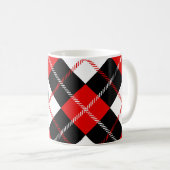 Mug Plaid Argyle Rouge Noir Blanc avec monogramme (Devant droit)