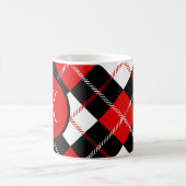 Mug Plaid Argyle Rouge Noir Blanc avec monogramme (Centre)