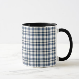 Mug Plaid blanc bleu 1