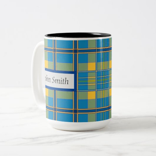 Mug Plaid bleu clair, 15 oz (Devant gauche)