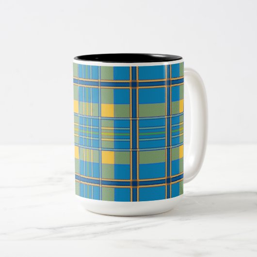 Mug Plaid bleu clair, 15 oz (Devant droit)