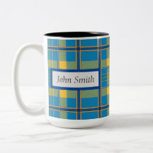 Mug Plaid bleu clair, 15 oz