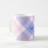 Mug Plaid bleu rose jaune (Devant gauche)