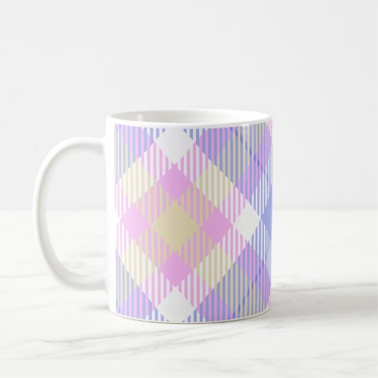 Mug Plaid bleu rose jaune (Gauche)