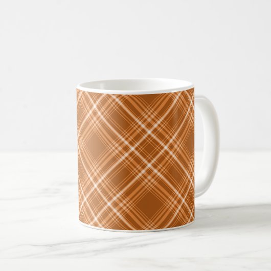 Mug Plaid brun orange d'automne de chute (Devant droit)